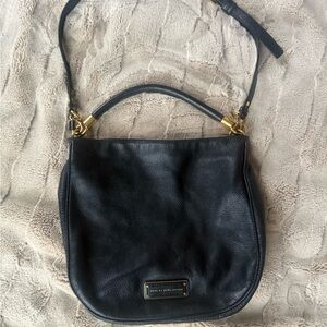 Marc By Marc Jacobs Black Leather Shoulder Bag with Gold Hardware